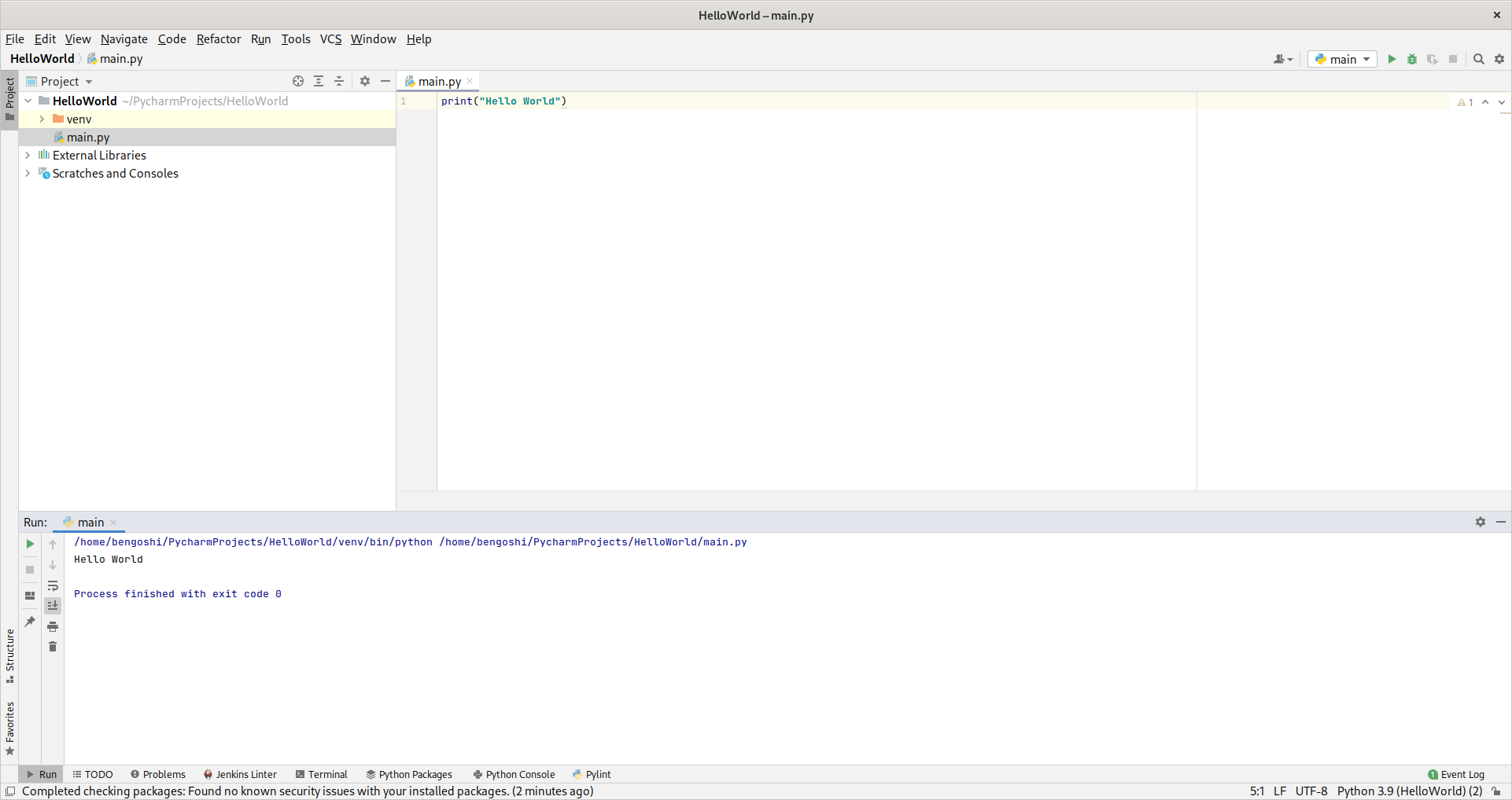 PyCharm – hello world