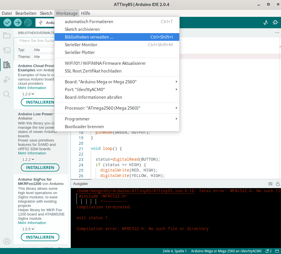 IDE Bibliotheksmanager